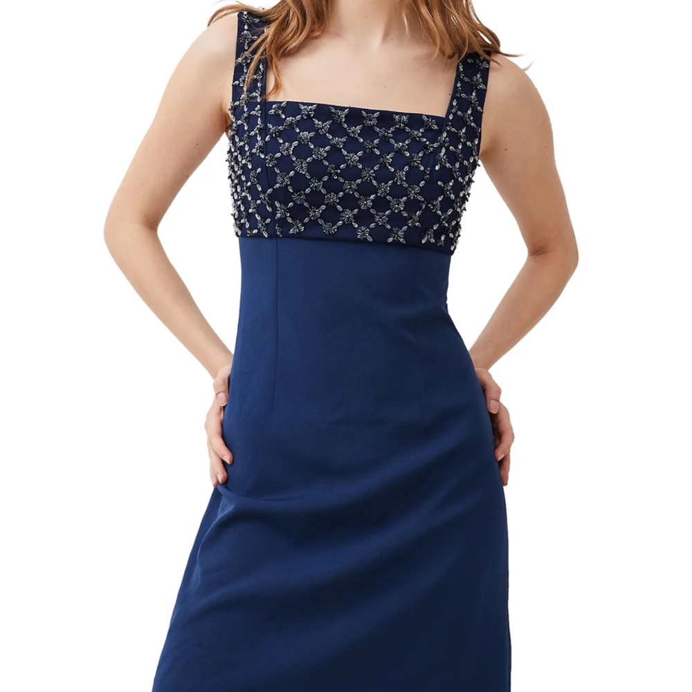 French Connection Darcy Beaded Bodice Sheath Dress, size 10